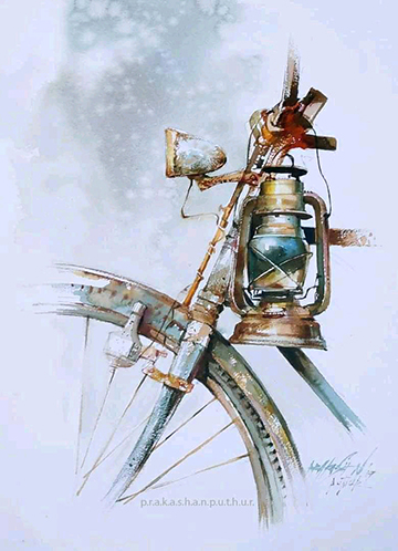 A Bicycle, by Prakashan Puthur, Painter, Artist, India