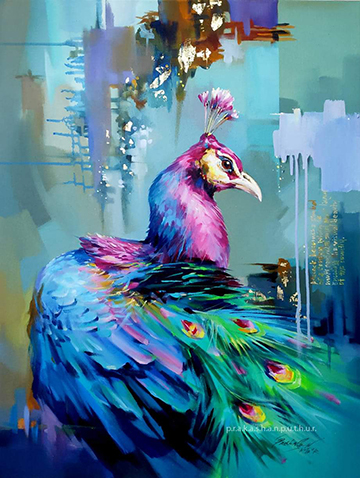 A Peacock by Prakashan Puthur, Painter, Artist, India
