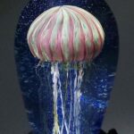 Purple Ribbed Jellyfish Seascape by Richard Satava, Hand-blown Glass Artist, Bay Area, CA, USA