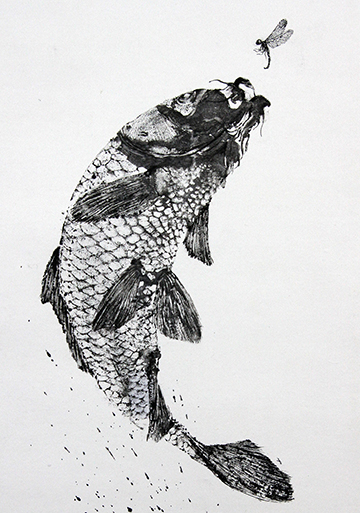 "Celestial Koi" by Dwight Hwang, Gyotaku artist, Orange County, CA, USA