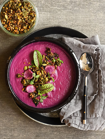 Purple Sweet Potato Soup with Lemongrass and Miso by Meera Nalvadi, Food Blogger, Food Specialist, William Sonoma, India, USA