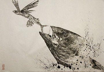 "Tuna Head" by Dwight Hwang, Gyotaku Artist, S. Korea, CA, USA