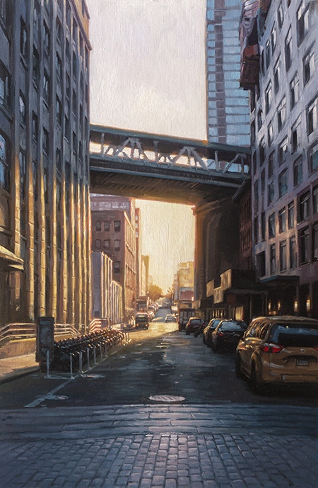"Morning light in Dumbo", 36x24, oil on linen, 2019 by Sung Eun Kim, Artist, San Francisco, USA