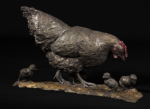 "Chicken and Chicks" by Knox Field, Wildlife Sculptor, England