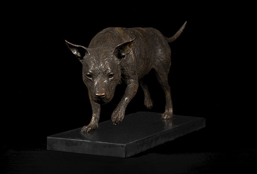 "Staffie Searching" by Knox Field, Wildlife Sculptor, England