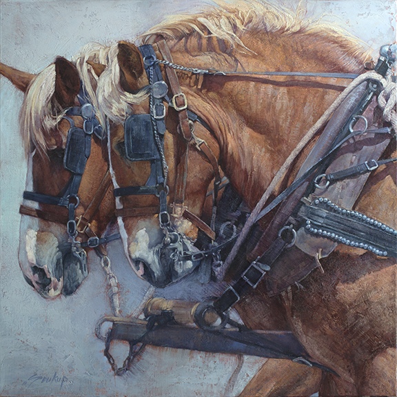 Calgary Drafts, 36 x 36 inches, oil on canvas, 2020 by Jill Soukup, Painter, Colorado, USA
