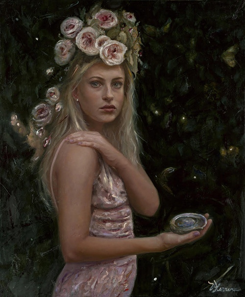 “Symbolism of a Seashell”, 36x30”, Oil on Linen, Imagen Gallery (Panama), Courtesy of Victoria Herrera, Painter, USA