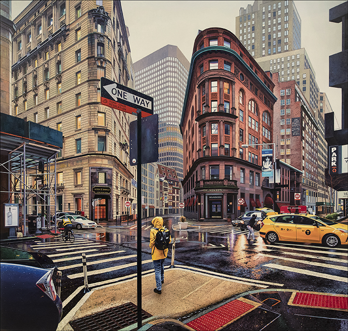 “Delmonico’s” (2021), oil on linen, 87 x 90 centimeters by Nathan Walsh, Painter, Artist, UK