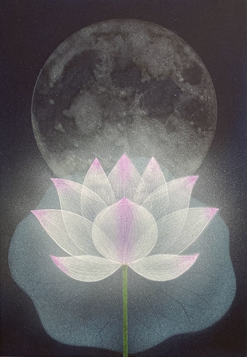 Blooming at the New Moon by Junko Umemiya, artist, painter, Japan