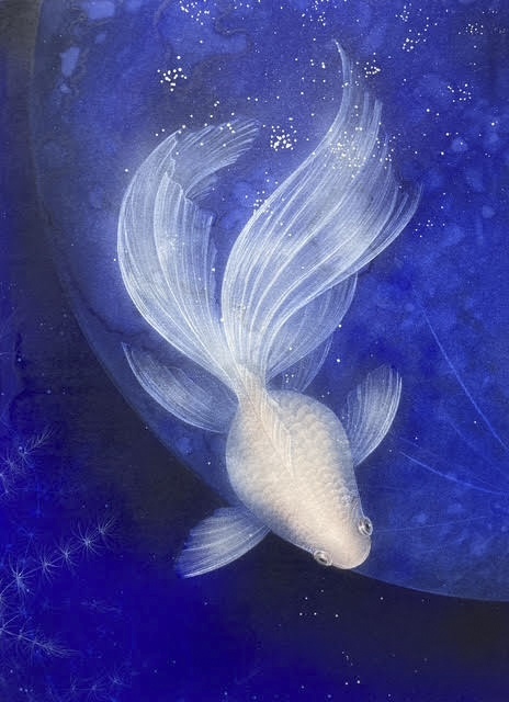 Goldfish's Dream - New Moon by Junko Umemiya, artist, painter, Japan