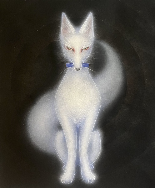 White fox by Junko Umemiya, artist, painter, Japan