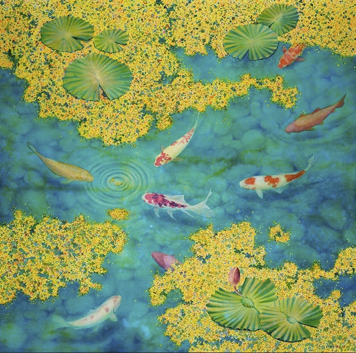 Koi Pond, 153x153cm, By Kuo, Hsin-i, Painter, Artist, Taiwan