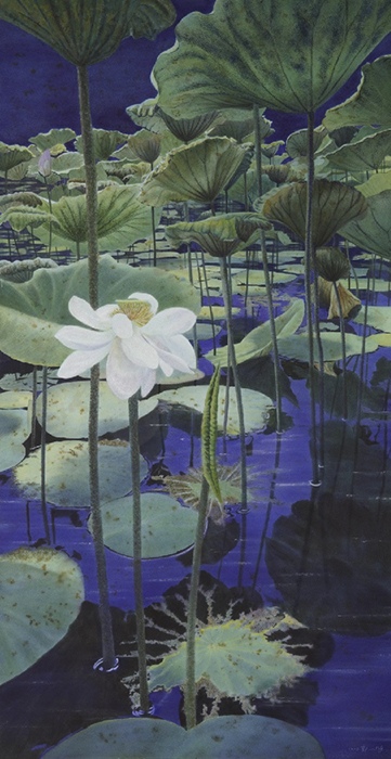 Lotus at Night, 153x79cm, By Kuo, Hsin-i, Painter, Artist, Taiwan