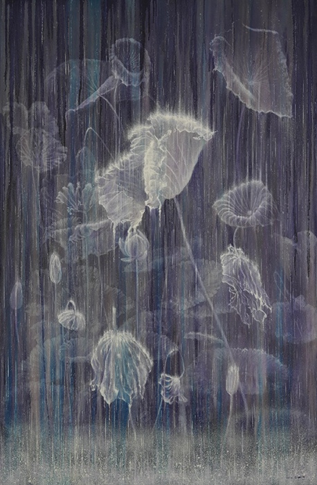 Rain and Lotus, 230x153cm, By Kuo, Hsin-i, Painter, Artist, Taiwan