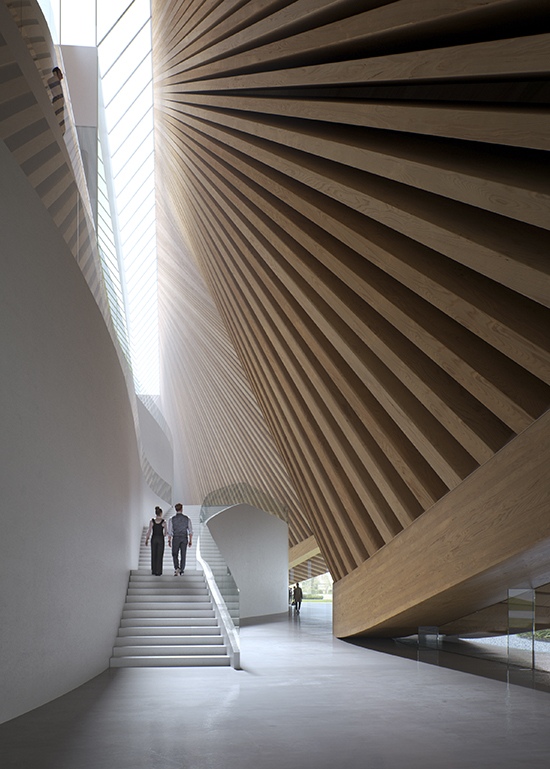 The theatre's undulating roof form pays homage to Kosovo's traditional Xhubleta dress by Bjarke Ingels Group (BIG), Architecture firm, UK