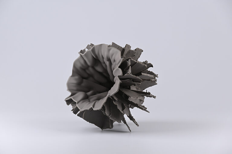 Flying Garden series, 2013, 27x27x21 cm unglazed, porcelain, stain, fired at 1280°C by Zsolt József Simon, Ceramicist, Hungary