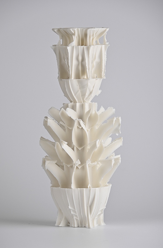 Tower series, 2022, 17x17x41 unglazed, porcelain, fired at 1280°C by Zsolt József Simon, Ceramicist, Hungary