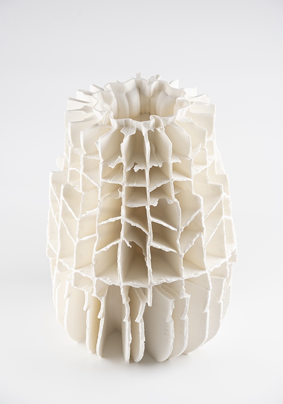 Non-Babel series, 2024, 36x36x46 cm, unglazed, porcelain, fired at 1280°C by Zsolt József Simon, Ceramicist, Hungary