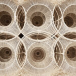 The Waxing and Waning Series 2, 2024 Woven from ramie, China grass cloth, and bamboo, this piece continues the meditative essence of The Entropy Reduction of Hundun, embodying the eternal cycle of yin and yang. The interwoven circles reflect the waxing and waning of energies, the shifting densities symbolize space time's fluidity, and the contrast of textures affirms balance in opposites. A visual journey through cosmic rhythms, it invites contemplation of life's perpetual evolution and dynamic equilibrium by Wanbing Huang
