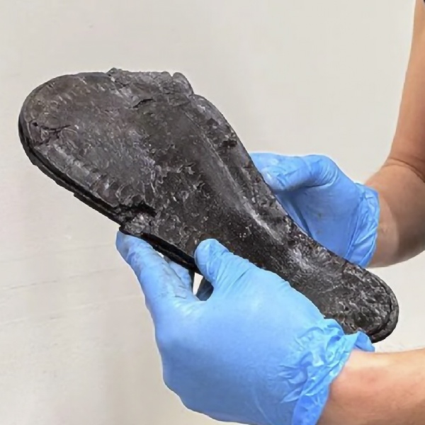A large shoe featuring a distinctive wide toe box by The Vindolanda Trust.