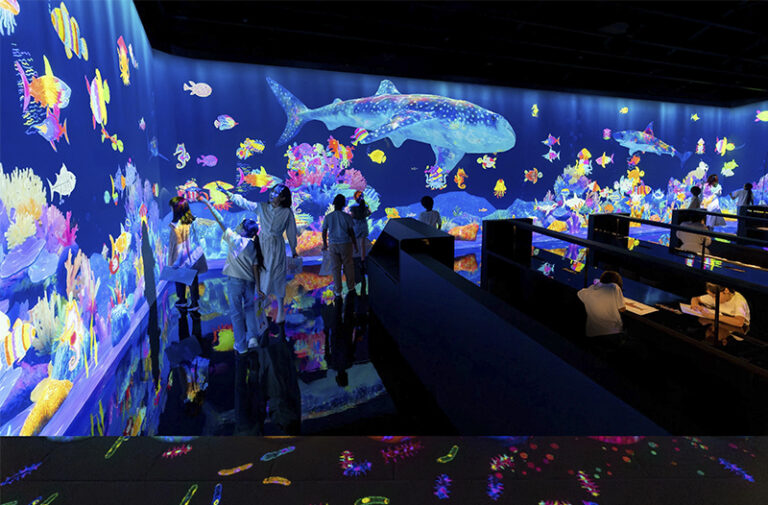 teamLab, Sketch Ocean, 2020-, from the series Sketch Aquarium, 2013-, Interactive Installation, Sound: Hideaki Takahashi © teamLab, courtesy Pace Gallery
