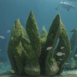 Rendering of the Nereid artificial reef system showing its computational design and porous structure.