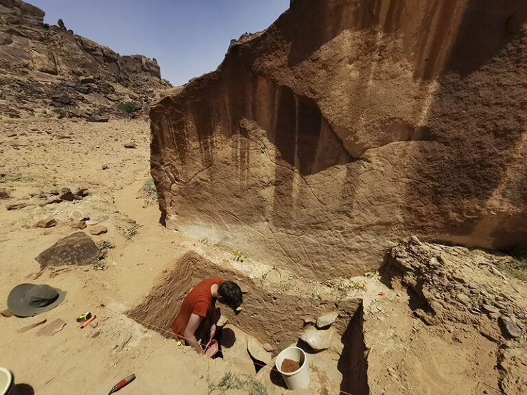 Jebel Arnaan during excavations by Dr. Maria Guagnin, Archeologist, UK