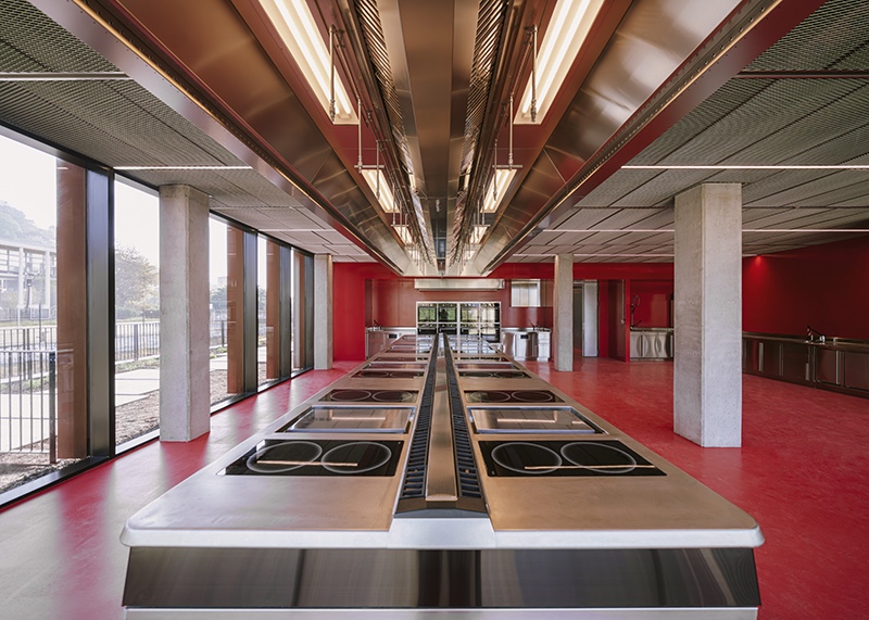 GOe's test kitchen features modular cooking stations for culinary research and experimentation.