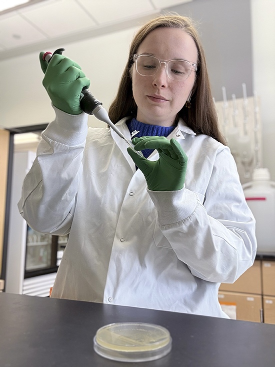 Holly Rucker pipetting a sample