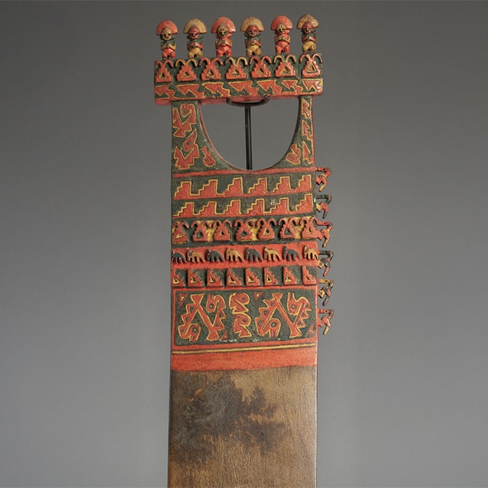 Ceremonial digging stick or paddle depicting seabirds and maize
