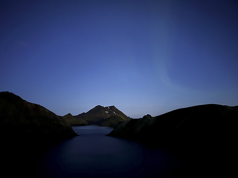 Crater lake at Arctic twilight, Vatnajökull region