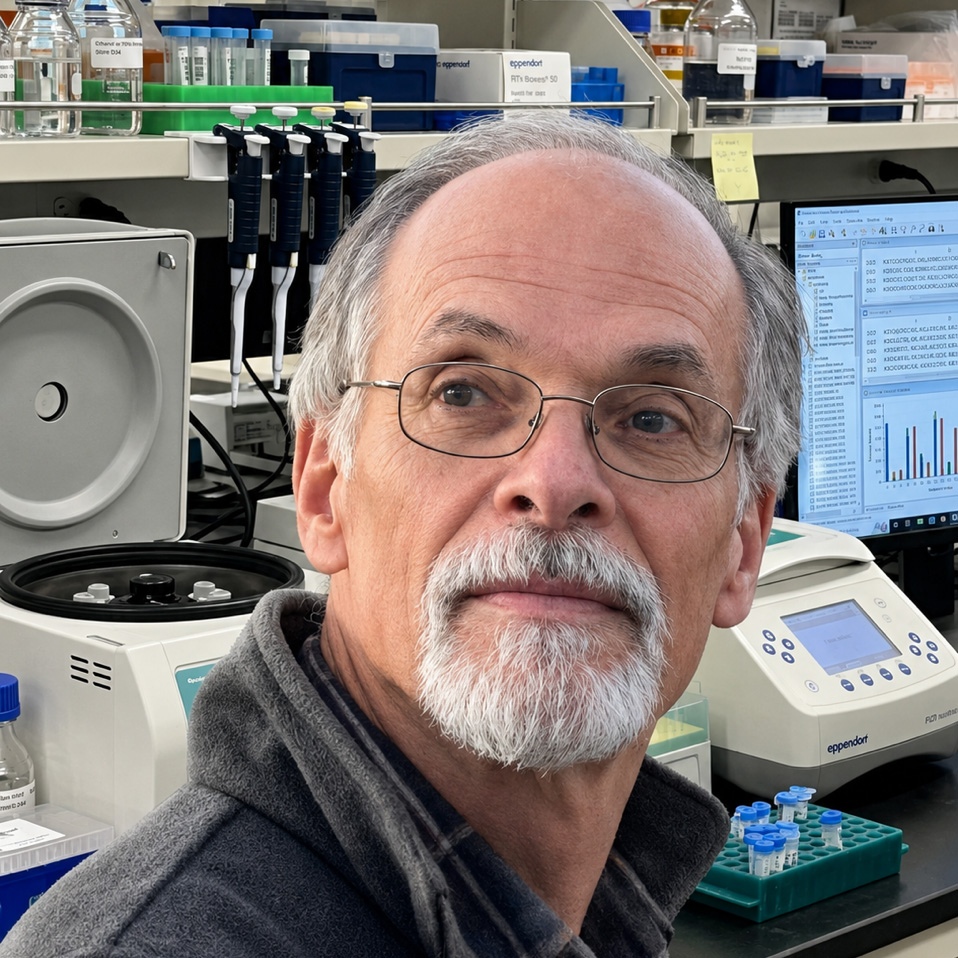 Professor Gustavo Caetano-Anollés in his laboratory