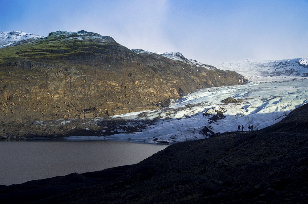 Approaching the glacier in Iceland