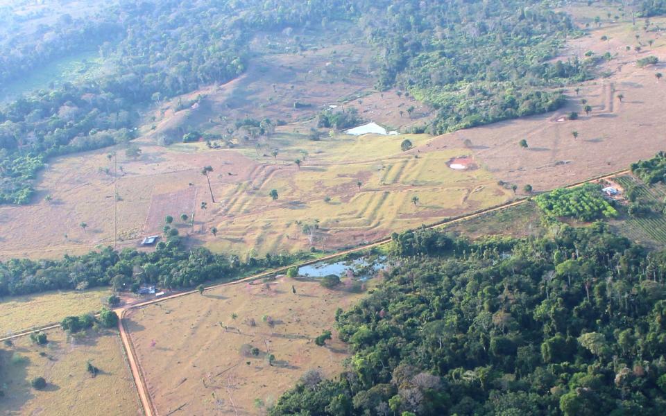 Aerial view of the Tequinho archaeological site in Acre, Brazil