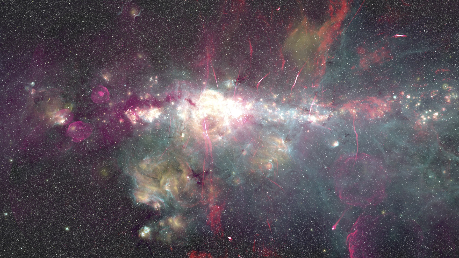 The Galactic Center, where the molecular cloud G+0.693-0.027 lies about 300 light years from the black hole at the Milky Way's core.
