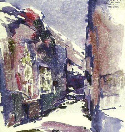 "An Ancient Hittite Temple" by Dan-Fong Liang, Watercolor, Painter, Artist, Taiwan